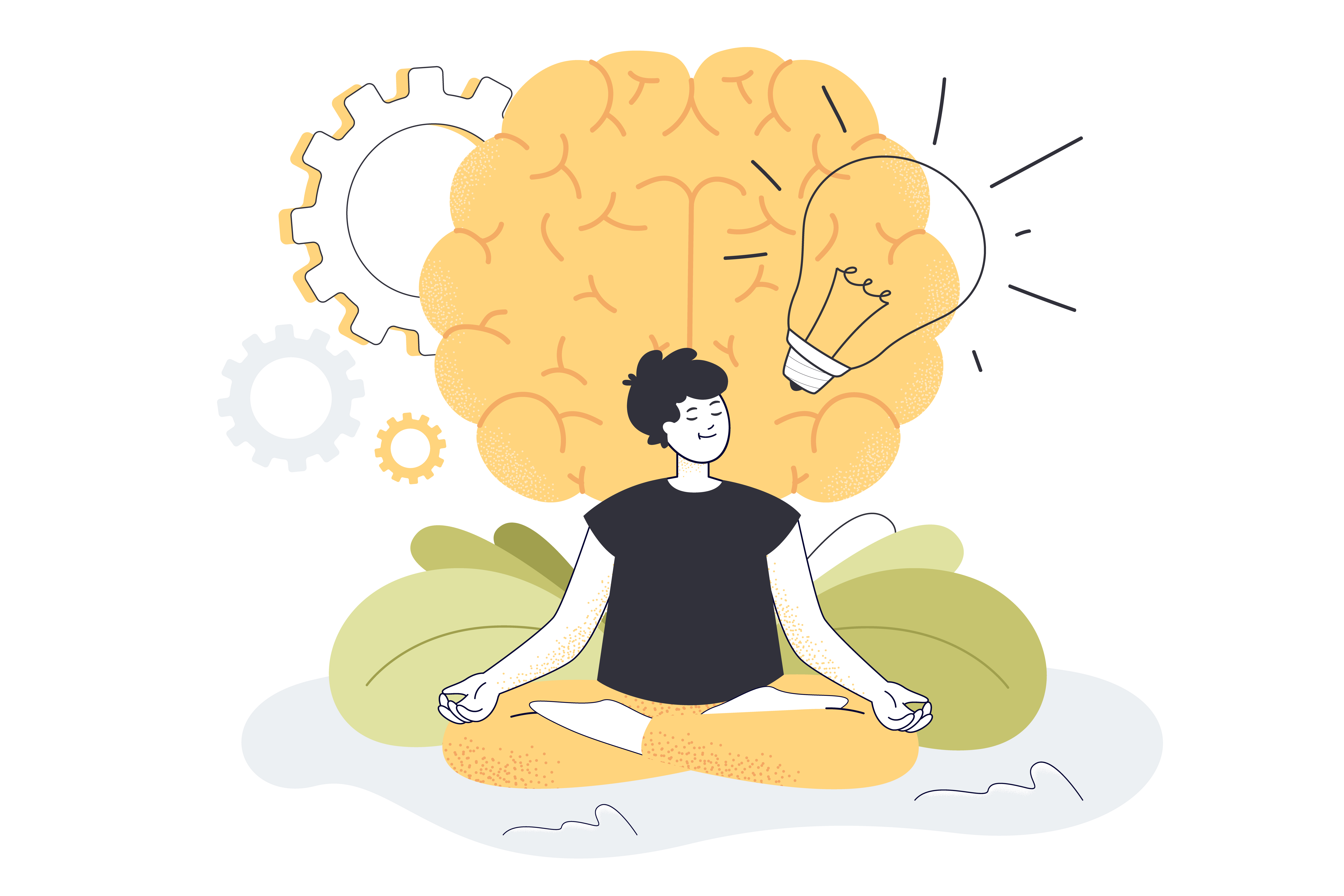 Illustration of mindfulness and healthy routines for students